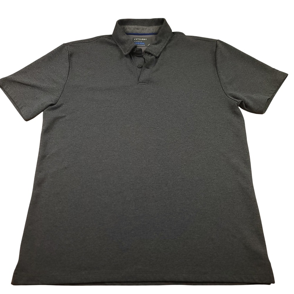 TWILLORY Men Charcoal Gray Athleisure  Polo Shirt Size L Casual Lux Golf
